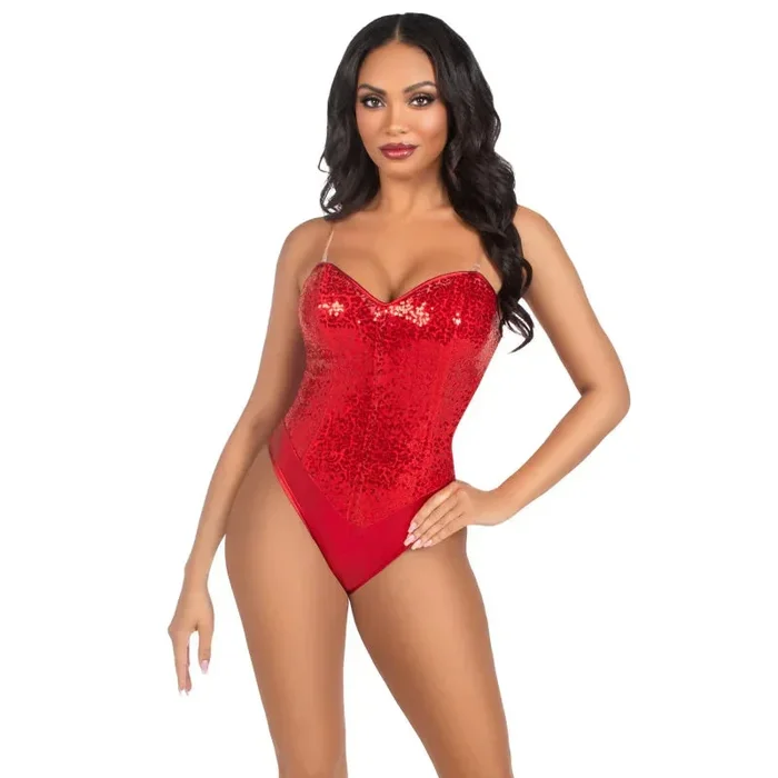 2 Pc Sequin Bodysuit – Large – Red