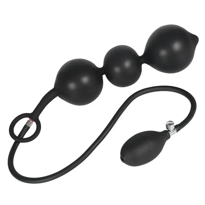 3 Balls Black Inflatable Anal Bead