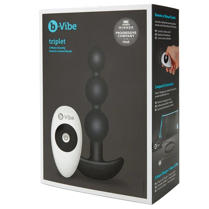 B-Vibe Triplet Anal Beads-Black