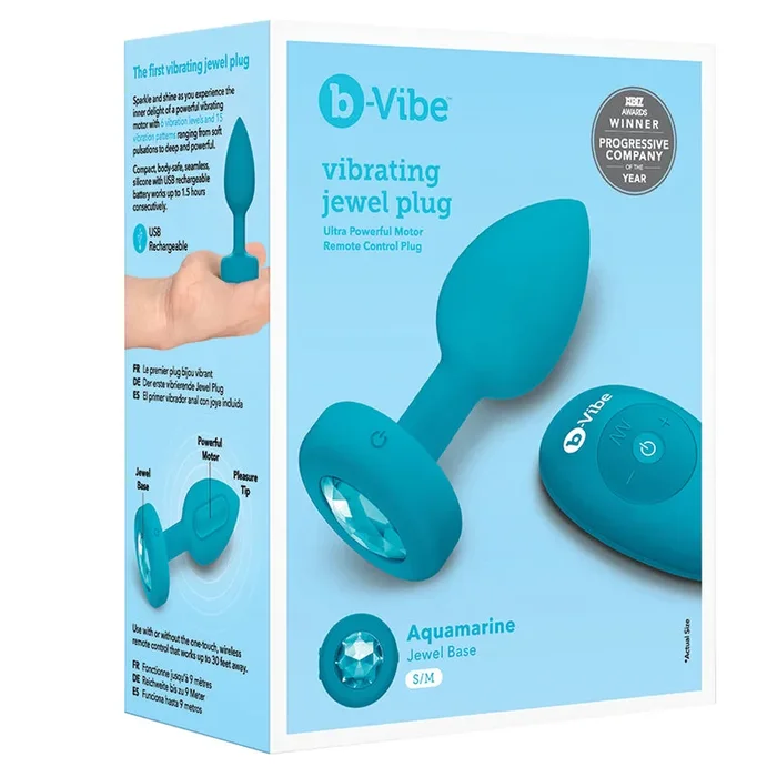 B-Vibe Vibrating Jewels-Aquamarine S/M