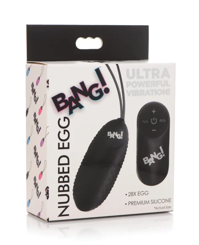 Bang! 28X Nubbed Silicone Egg with Remote Control – Black