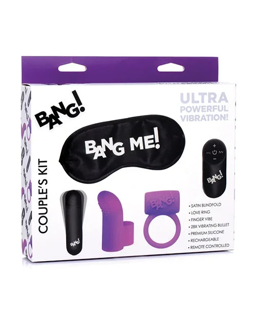 Bang! Couple’s Kit: Bullet, Blindfold, Cock Ring & Finger Vibe – Purple