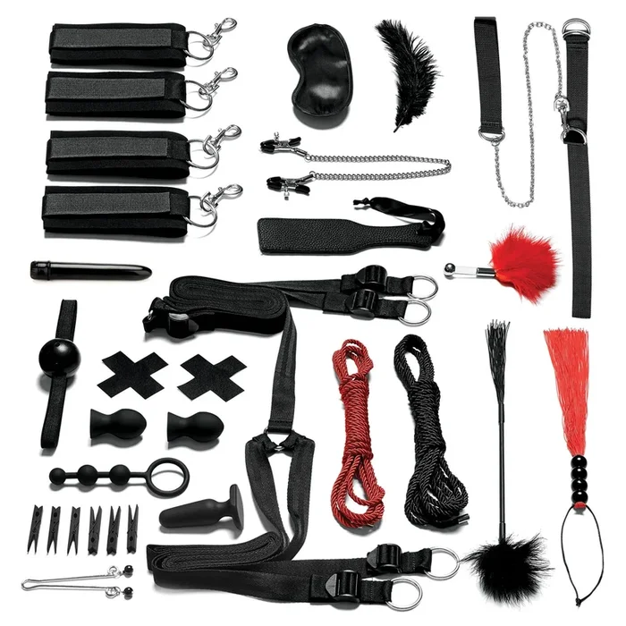 Bondage-In-A-Box Everything You Need Bedspreader and Bed Restraint 20PC Set