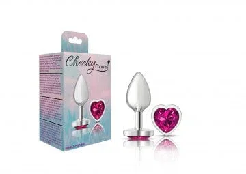 Cheeky Charms Silver Metal Pink Heart Gem Butt Plug