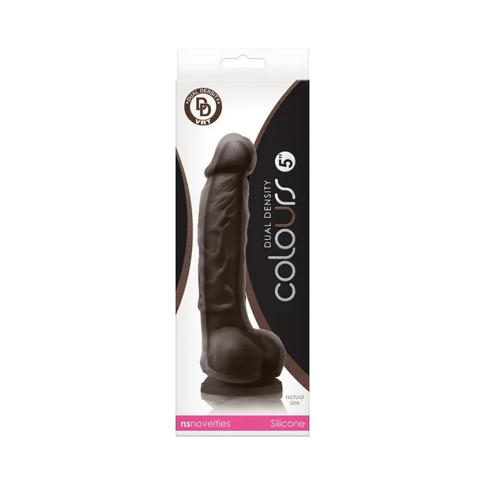 Colours Dual Density 5 inches Dildo Dark Brown