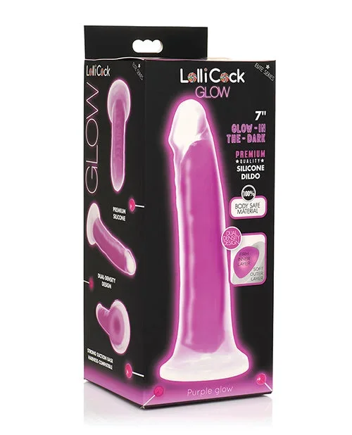 Curve Toys Lollicock 7″ Glow In The Dark Silicone Dildo – Purple