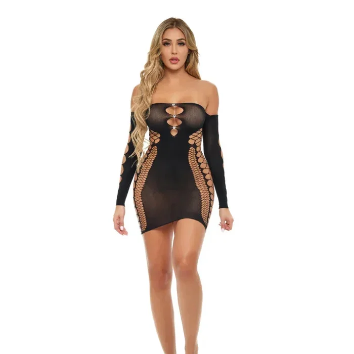 Diamond Drippin Dress – One Size – Black