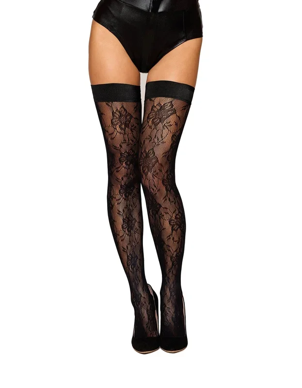 Dreamgirl Black Lace Thigh Highs
