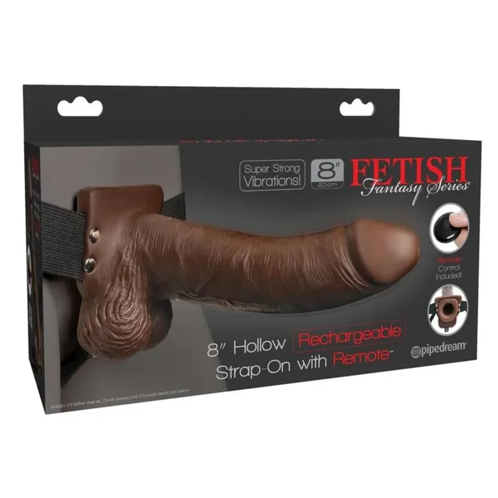 Fetish Fantasy Series – 8″ Vibrating Hollow Strap-on w/ Remote Control