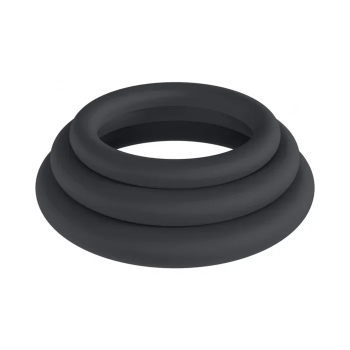 LEVELZ Classic Silicone Cock Ring Set of 3 (XS/S/M) Black
