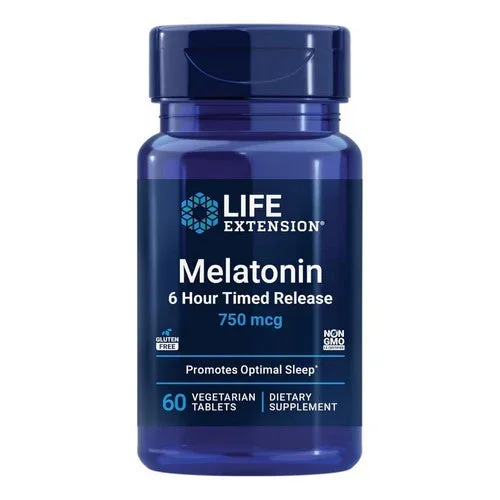 Life Extension, Melatonin 6 Hour Timed Release, 750 Mcg, 60 Veg Caps