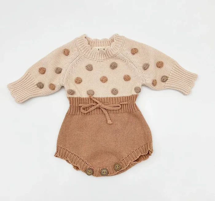 Lottie Dot Knit Romper – Apricot Sunset 0-3 mo