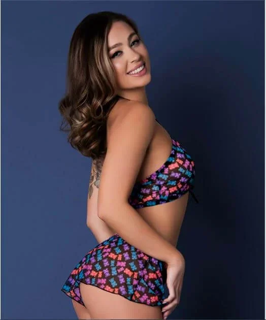 Magic Silk Hazy Dayz Halter Top & Hot Short Set Gummy Bears S/M