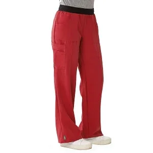Medline Pacific ave Women’s Stretch Fabric Wide Waistband Scrub Pants – Pacific ave Women’s Wide Waistband Scrub Pants with Cargo Pocket, Size S Regular Inseam, Red – 5570REDS