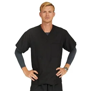 Medline PerforMAX Unisex Long Sleeve Scrub Top with 4 Pockets – PerforMAX Unisex Long-Sleeve 4-Pocket Scrub Top with Angelica Color-Coding, Size XL, Black – 819DKWXL-CA