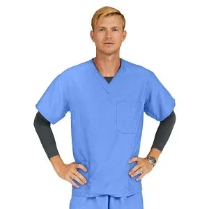 Medline PerforMAX Unisex Long Sleeve Scrub Top with 4 Pockets – PerforMAX Unisex Long-Sleeve 4-Pocket Scrub Top with Medline Color-Coding, Size 3XL, Ceil Blue – 819NTHXXXL-CM