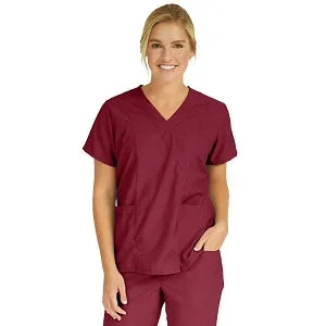Medline PerforMAX Women’s Mock Wrap Tunic Scrub Top with 2 Pockets – PerforMAX Women’s Mock Wrap 2-Pocket Tunic Scrub Top, Size 4XL, Wine – 881NNT4XL