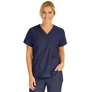 Medline PerforMAX Women’s Mock Wrap Tunic Scrub Top with 2 Pockets – PerforMAX Women’s Mock Wrap 2-Pocket Tunic Scrub Top, Size 5XL, Navy – 881NNT5XL