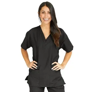 Medline PerforMAX Women’s V-Neck Tunic Scrub Top with 2 Pockets – PerforMAX Women’s V-Neck 2-Pocket Tunic Scrub Top, Size S, Black – 839DKWS