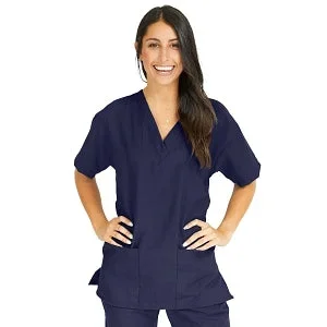 Medline PerforMAX Women’s V-Neck Tunic Scrub Top with 2 Pockets – PerforMAX Women’s V-Neck 2-Pocket Tunic Scrub Top, Size 4XL, Navy – 839NNT4XL