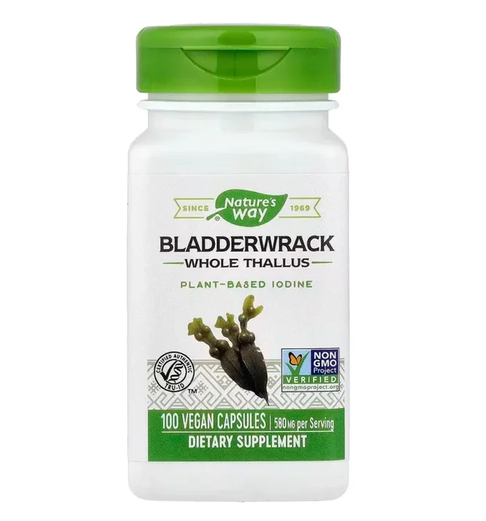 Nature’s Way Premium Bladderwrack 580 mg per Serving Size, 100 Vegan Capsules