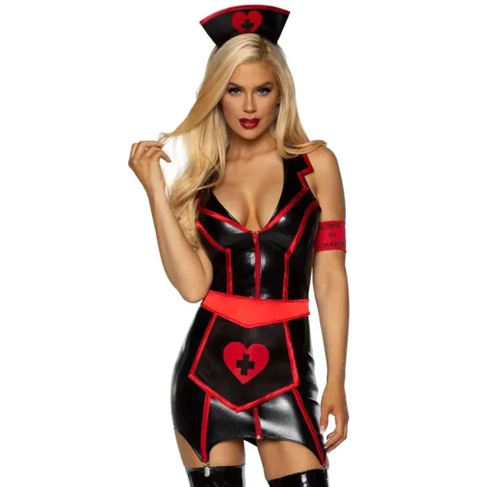 Naughty Nurse Costume – Small – Black/red