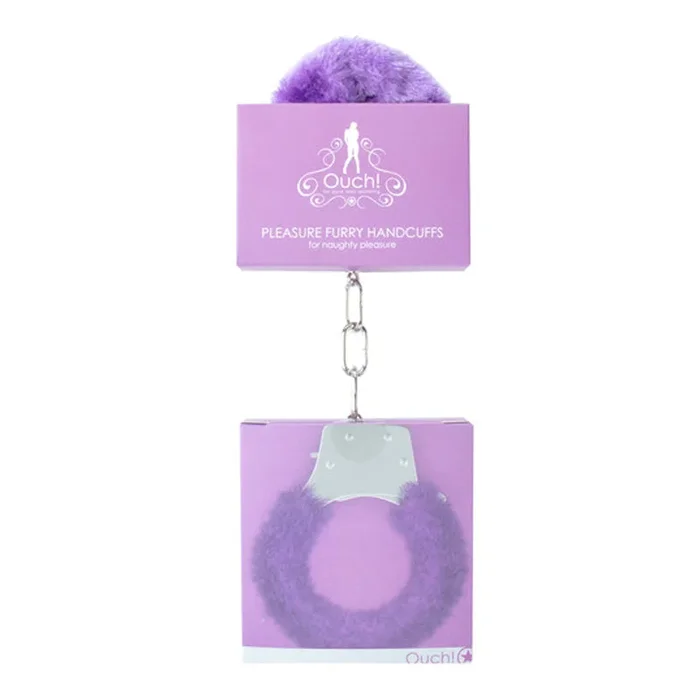 Ouch! Pleasure Furry Handcuffs With Quick-Release Purple