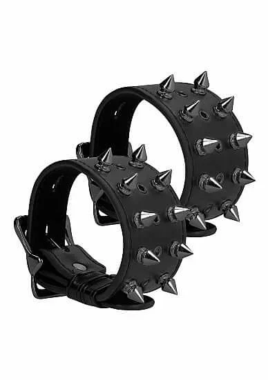 OUCH! SKULLS & BONES HANDCUFFS W/ SPIKES BLACK