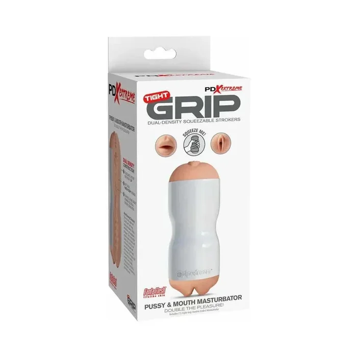 PDX Tight Grip Pussy & Mouth Dual Density Squeezable Masturbator