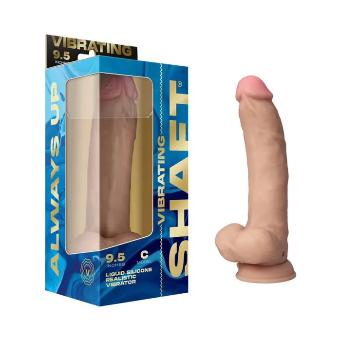 Shaft Vibrating Model C: 9.5 inch Dual Density Silicone Dildo Pine