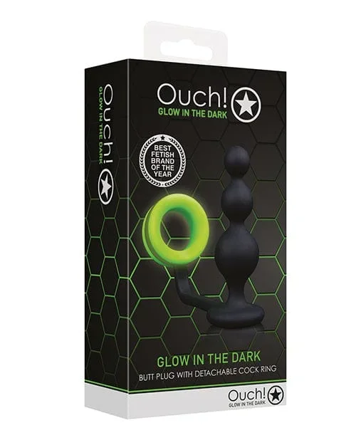 Shots Ouch Beads Butt Plug With cock Ring – Glow In The Dark