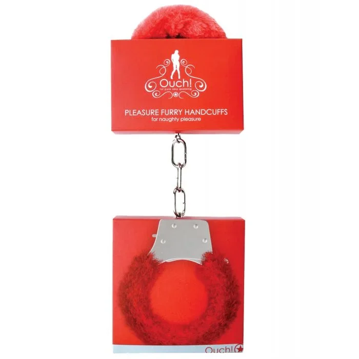 Shots Ouch Furry Pleasure Handcuffs – Red