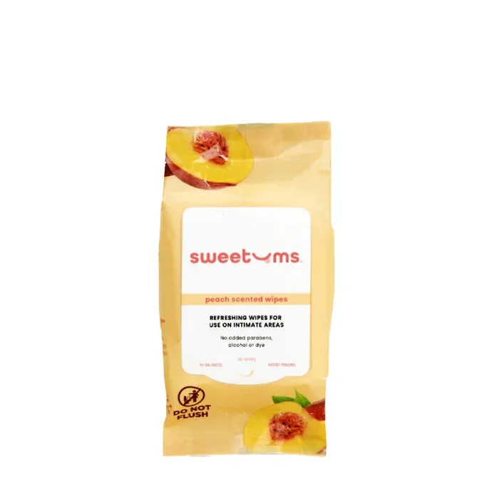 Sweetums Intimate Wipes Peach Scented – 30 ct