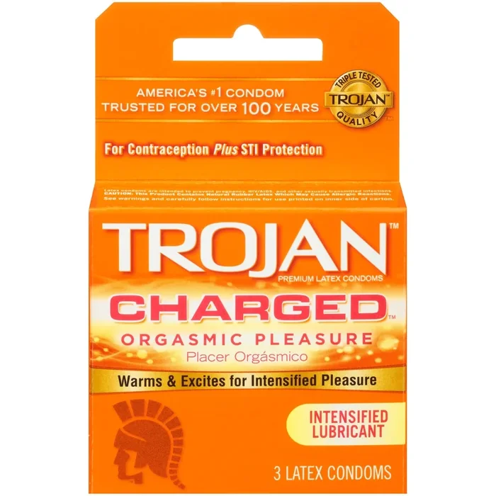 Trojan Intensified Charged Orgasmic Pleasure Lubricated Condoms – 3 Pack