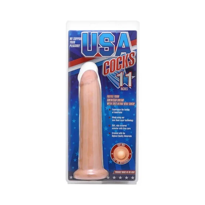 USA Cocks 11 inches Ameriskin Dual Density Dildo Light