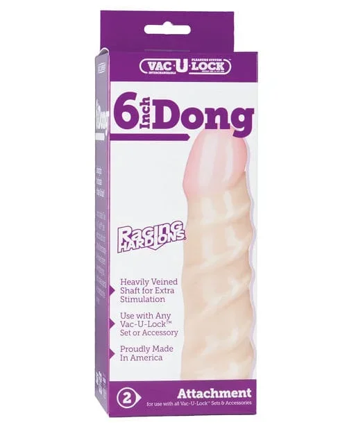 Vac-U-Lock 6″ Raging Hard On Realistic Dong – White