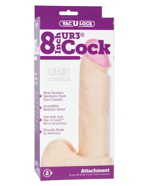 Vac-U-Lock 8″ Ultraskyn Cock & Balls Attachment. – White