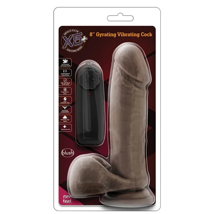 X5 Plus Gyrating Vibrating Cock-Chocolate 8″
